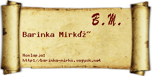Barinka Mirkó névjegykártya
